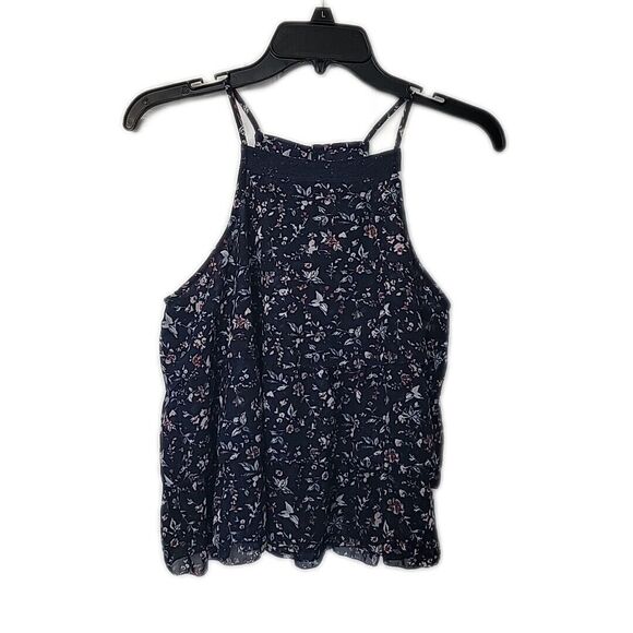 Abercrombie & Fitch Shirt Blouse ~ Sz XS ~ Navy ~ Floral ~ Sleeveless - Picture 1 of 4
